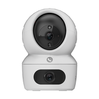 EZVIZ H7c Dual Wi-Fi camera with dual lenses, showing its sleek black design and adjustable pan and tilt features.