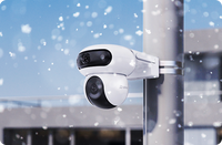 EZVIZ H90 Dual 4MP Wi-Fi camera with dual-lens pan and tilt, featuring a sleek design and adjustable camera angles.
