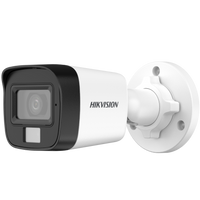 HortonBe Hikvision 2MP Smart Hybrid Light Fixed Mini Bullet Camera DS-2CE16DOT-EXLPF installed outdoors with protective housing