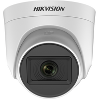 Hikvision 2 MP indoor fixed turret security camera with compact design and adjustable lens for home or office surveillance.