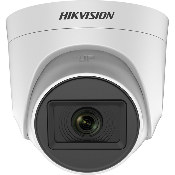 Hikvision 2 MP indoor fixed turret security camera with compact design and adjustable lens for home or office surveillance.