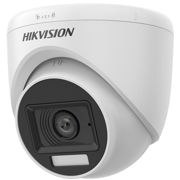 HortonBe Hikvision 2MP Smart Hybrid Light indoor fixed turret camera with adjustable lens and night vision capabilities.