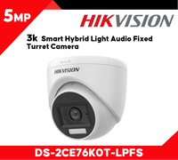 HortonBe 3K Smart Hybrid Light Audio Indoor Fixed Turret Camera DS-2CE76K0T-LPFS showing camera lens and built-in microphone