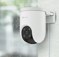 EZVIZ H8c 4G Pan & Tilt Camera by HortonBe, showing the sleek black security camera with adjustable lens and mounting bracket.
