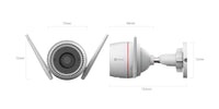 HortonBe EZVIZ H3C COLOR 4MP 2K+ outdoor smart Wi-Fi camera with night vision and weatherproof design, mounted outside.