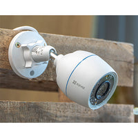 HortonBe EZVIZ H3c 2MP color Wi-Fi smart home camera showing front view with lens and camera housing.