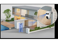 EZVIZ H9c Dual-Lens Pan & Tilt 4G Wi-Fi Security Camera by HortonBe showing front view with dual lenses and adjustable pan and tilt features.