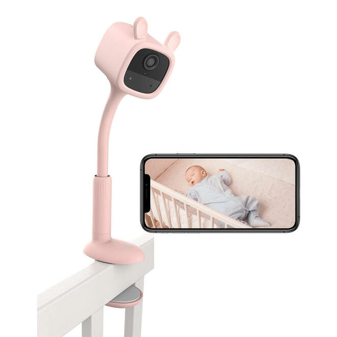 EZVIZ BM1 battery-powered baby monitor by HortonBe showing a compact camera with app controls and crying detection features